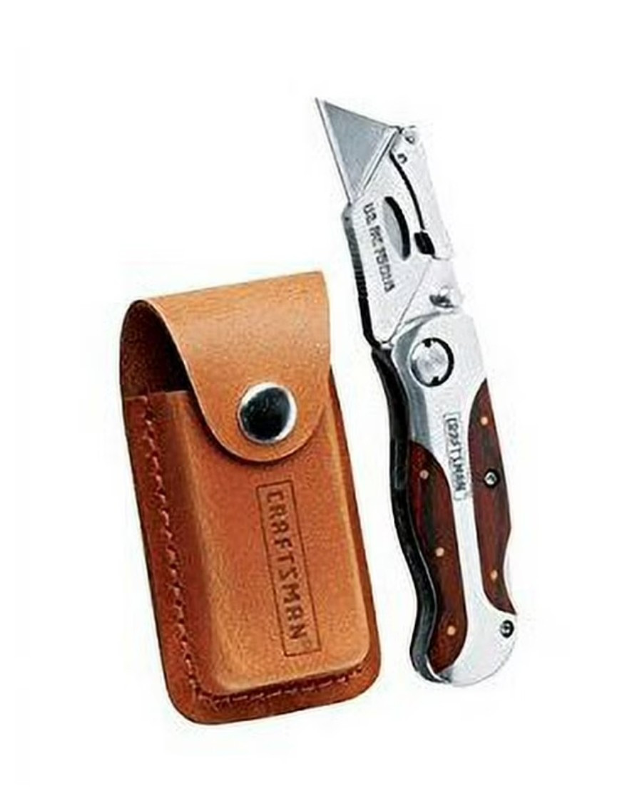Craftsman 94845 Folding Lockback Utility Knife Wooden Handle