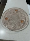 1930’s Jeannette Glass Pink Depression Glass Cake Plate Pink 3 Feet 10” diameter