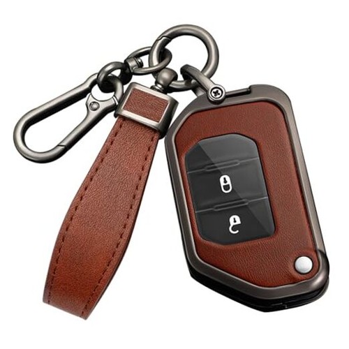 Folding Key Fob Cover For Jeep Wrangler JL JLU Gladiator 4XE 2018 Black Brown