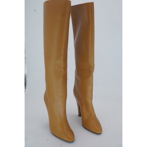 Saint Laurent 68 Tube Pointed Toe Knee Boots Size 39.5 NIB $1695 Brown Brandy - Picture 3 of 10