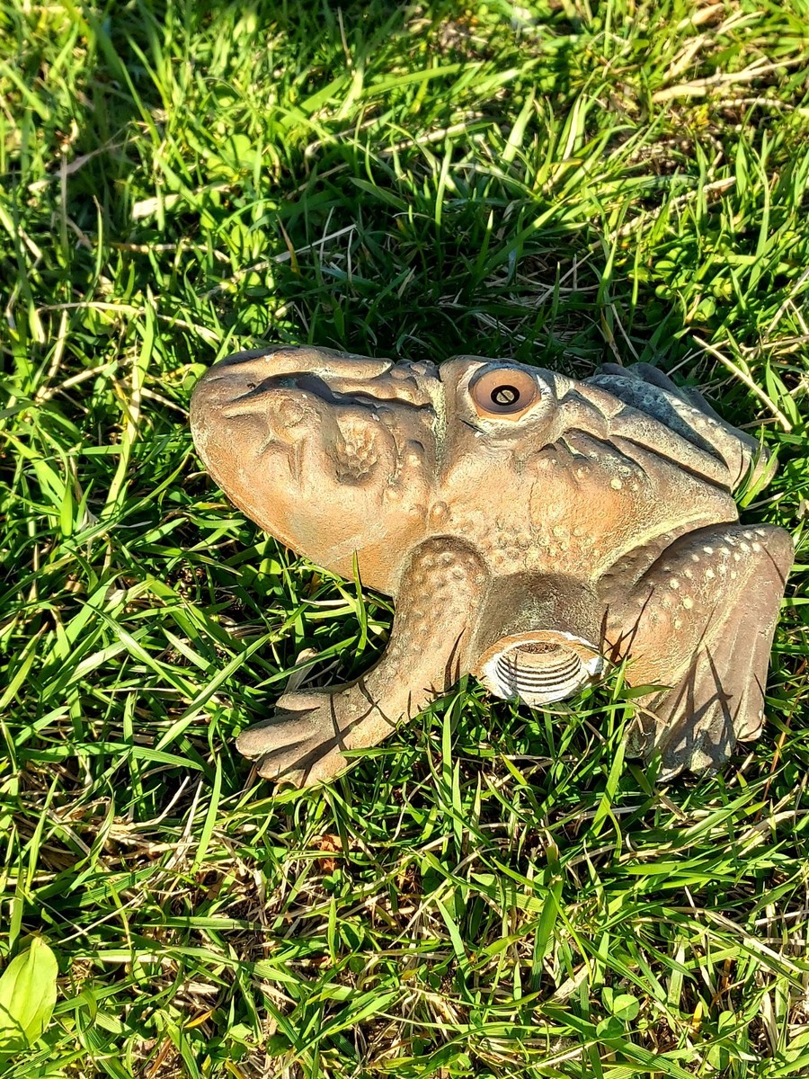 Vintage Cast Metal Frog Toad Garden Sprinkler Works All Original