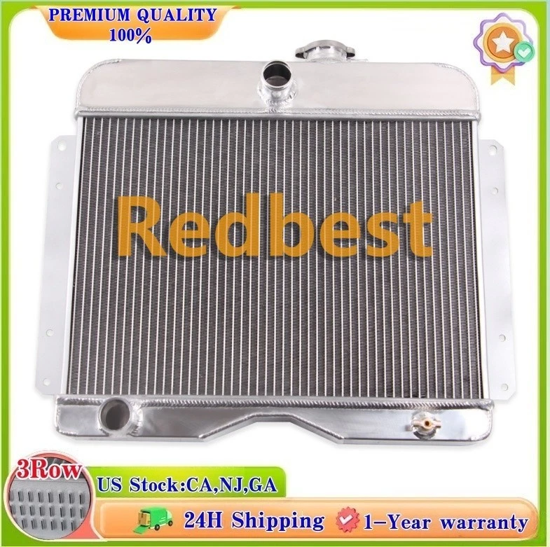 Radiador de aluminio de 3 filas para camioneta Jeep Willys 50-58 CJ3 CJ5 CJ6 59-62 1946-1964 Foto 2 de 4