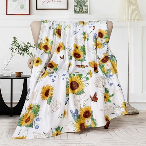 Sonnenblumen Überwurf Decke Ultra Soft Schmetterling Blumen Decke Kuschelig Flanell - Bild 3 von 8