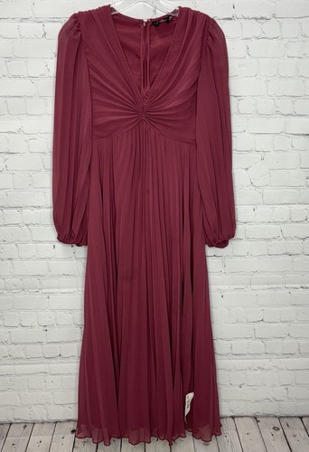 ASOS DESIGN Petite pleated bodice plunge neck midi dress