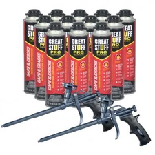 Great Stuff PRO Gaps and Cracks 24 oz cans (12) + AWF Pro PTFE Coated Foam