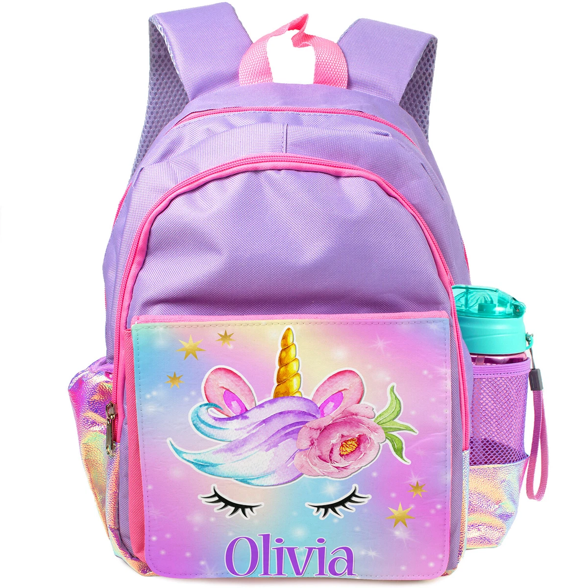 Personalised UNICORN School Bag Girls Backpack Childrens Kids Pink