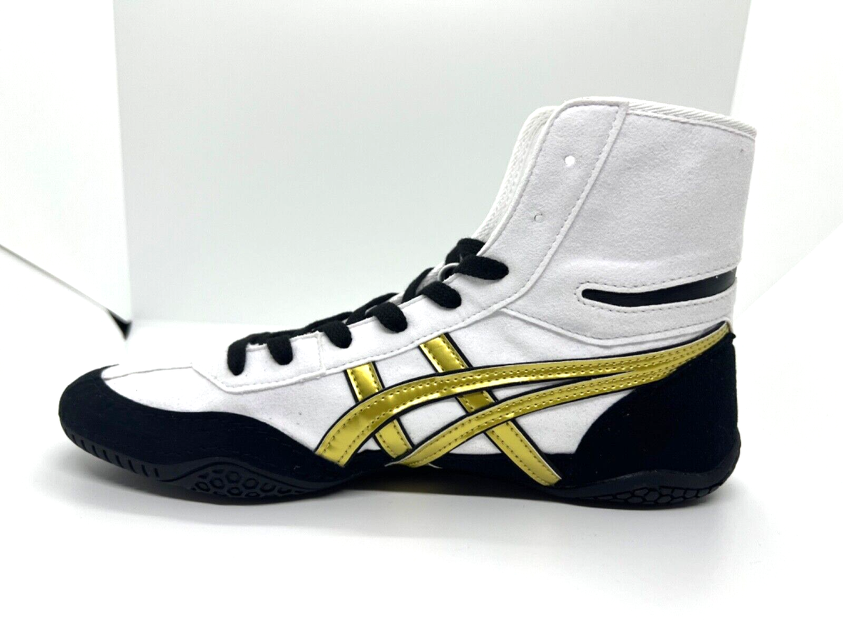asics Boxing Wrestling Shoes White Black Gold Line 1083A001 NEW EX
