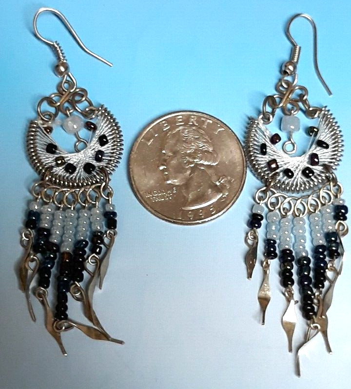 Dangle Thread Weave and Seed Bead Dreamcatcher Ea… - image 6