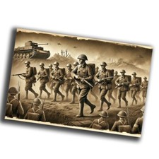 nice vintage Infantry on the battlefield retro WW2 Photo Glossy 4 6 in P61