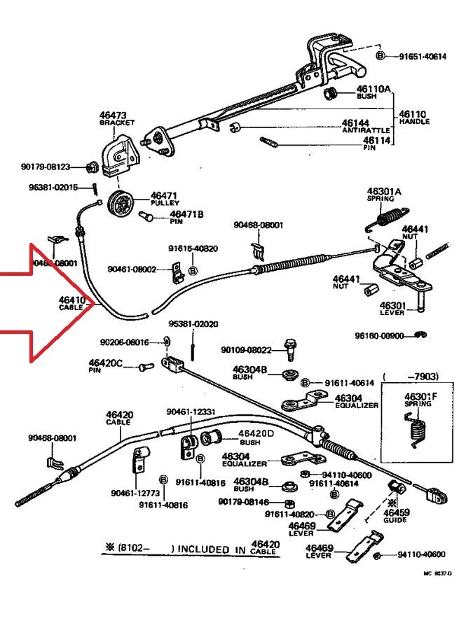 SE ADAPTA A: 79 - 83 CABLE DE FRENO DE ESTACIONAMIENTO PARA CAMIONETA TOYOTA OEM NUEVO Foto 4 de 4