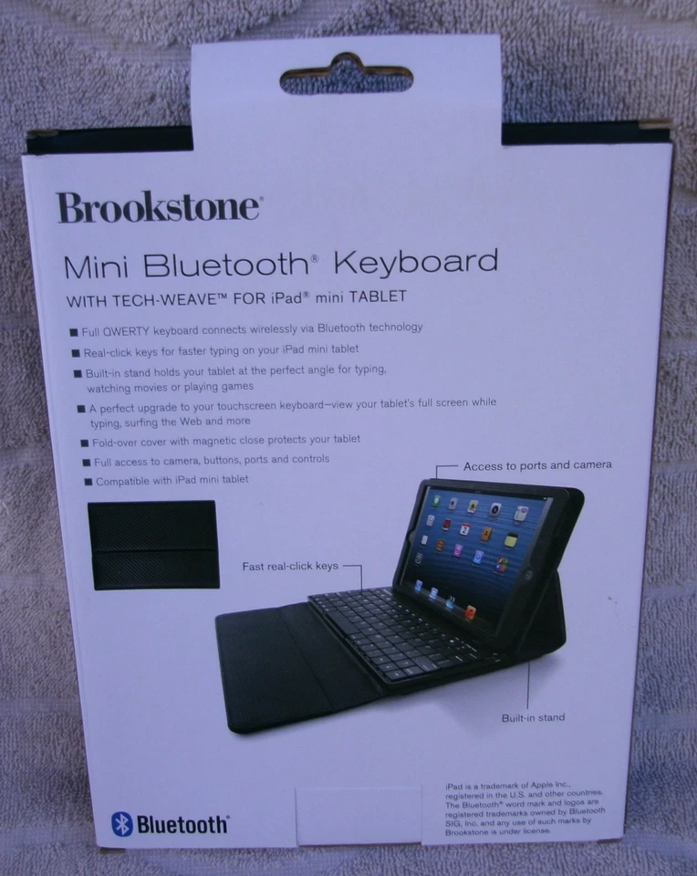Brookstone Mini Bluetooth Keyboard With Tech-Weave For iPad Mini Tablet "Black" - Image 2 of 2