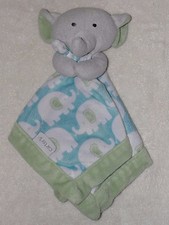 Carters Elephant Baby Security Blanket Blue Green Lovey