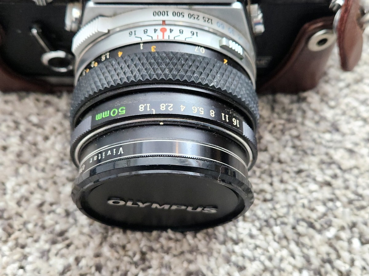 Olympus OM-1 MD W/ Olympus Zuiko 50mm 1:1.8 Lens & Leather Case
