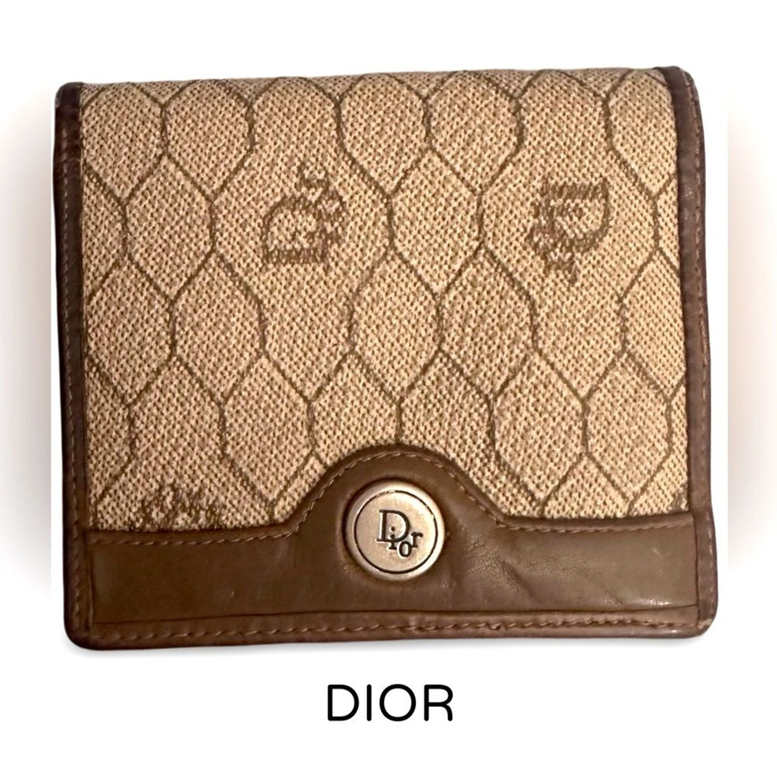 Portefeuille compact en nid d'abeille Christian Dior Paris