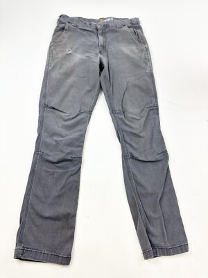 Carhartt Pants Men's 32x30 Tag 32x32 Grey Canvas Distressed Gusset