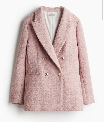 Women’s H & M Pink Textured Weave Coat Small NWOT - Picture 5 of 11