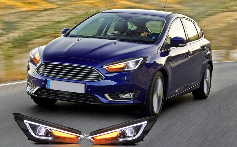 VLAND Headlights Fit For Ford Focus 2015-2018 Sedan/Hatchback Sequential Signa 2 - image 2 of 4