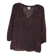 Liz Claiborne Floral Lightweight Blouse w/Black Camisole Women Size S Polyester