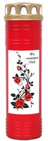 Grabkerze Rot 7-Tage Brenner 170H Grablicht Grableuchte Grablampe Laterne Rose