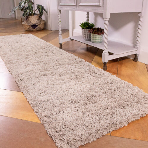 Soft Beige Shaggy Runner Rugs for Long Hallway Non Shed Thick Pile Fluffy Mats - Picture 1 of 11