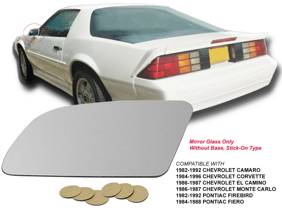 Espejo de vidrio con almohadillas lado izquierdo para 82-96 CORVETTE CAMARO FIERO FIREBIRD Foto 2 de 4
