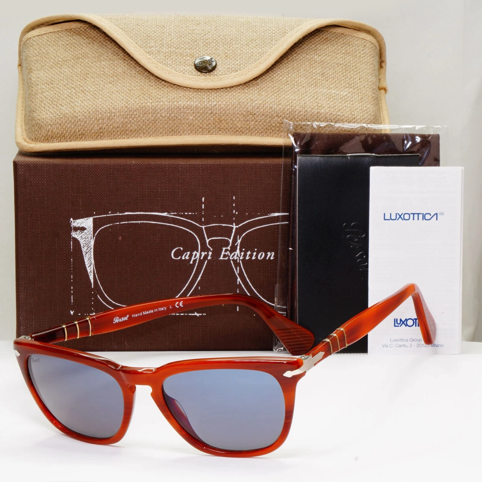Persol Sunglasses 2012 Capri Edition Blue Brown Square 3024 S 957/56 52mm
