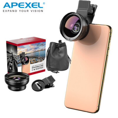 APEXEL Cell Phone Camera Macro Lens Wide Angle Universal Clip