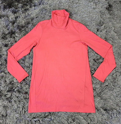 J. Jill Luxe Supima Turtleneck Tunic Shirt Women's XS Red Long Sleeve Pullover