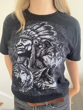 Springhill Vintage Native American Warrior Wolf T Shirt M
