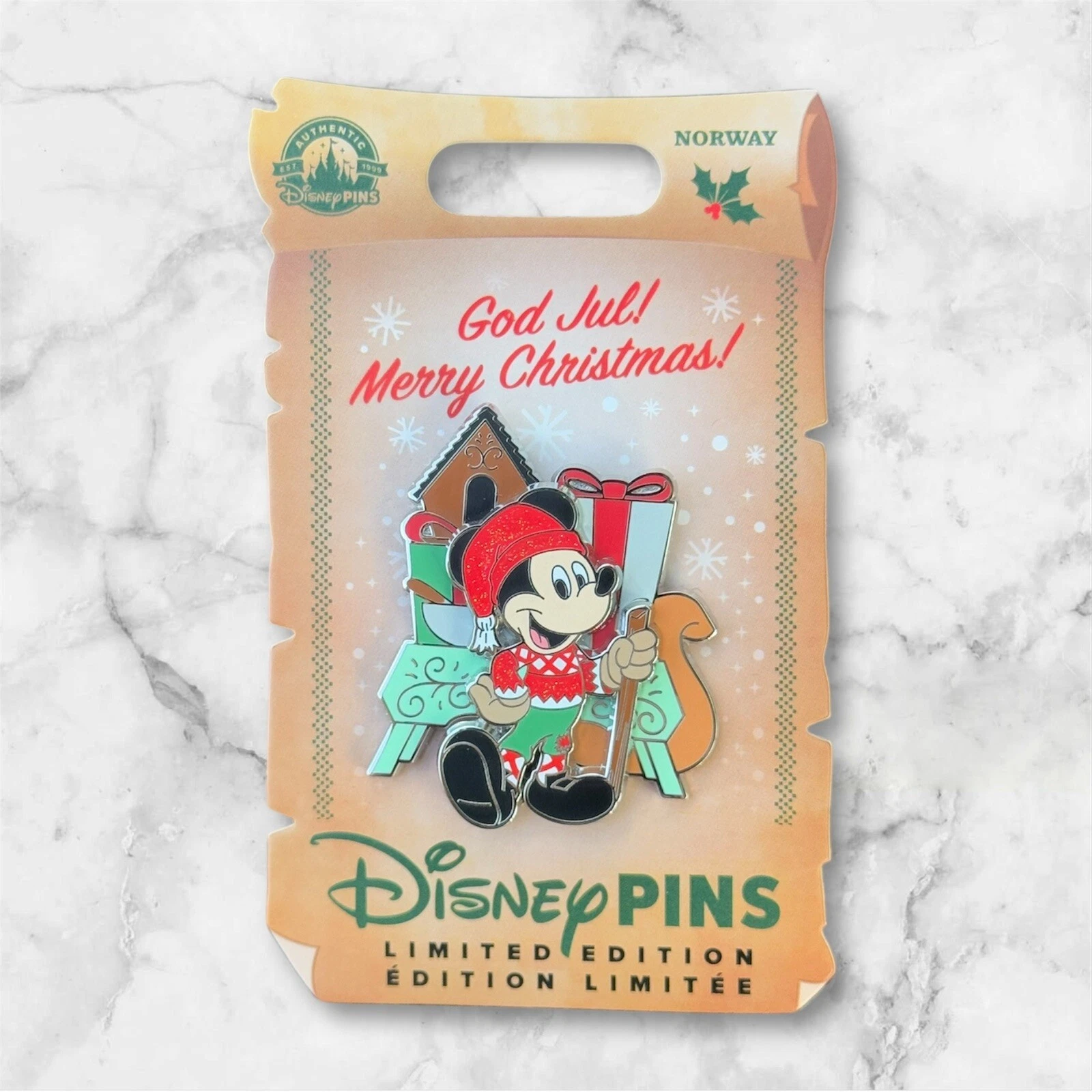 Mickey Mouse Norway God Jul Merry Christmas Disney LE Pin