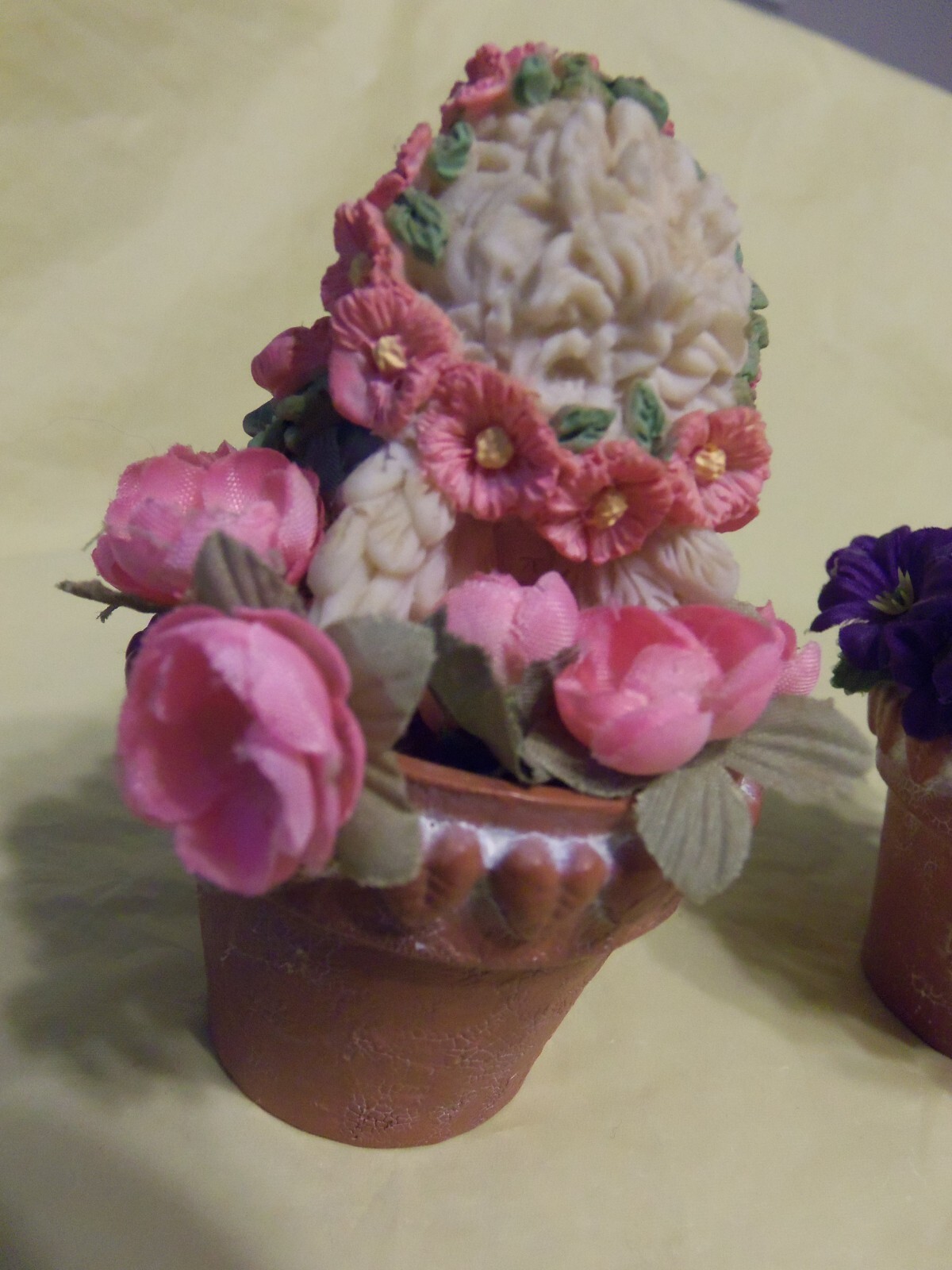 3 Cast Art Dreamsicles Figurines POPPY, SUNFLOWER, VIOLET In Clay Pot
