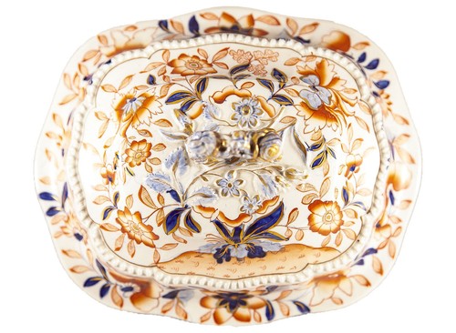 Hicks & Meigh C1815 No 13 Imari Blue Royal Arms Red Painter Mark Covered Platter - Picture 8 of 9