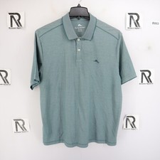 Men's Tommy Bahama Island Zone Supima Golf Polo Shirt size XL Green Mesh Logo