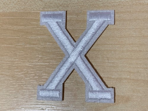 ALPHABET LETTERS EMBROIDERED IRON ON BADGE SEW ON PATCH WHITE A-Z APPLIQUE - Picture 48 of 50