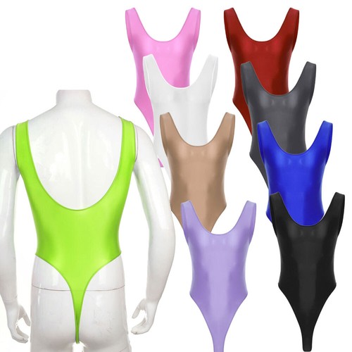 Men's Glossy One-Piece Mankini Wrestling Singlet Athletic Leotard Thong Bodysuit - 第 1/121 張圖片