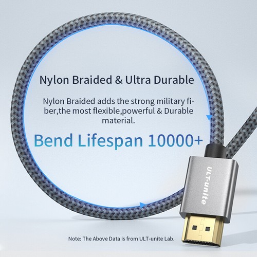 Premium HDMI Braided Cable V2.0 Ultra HD 4K 2160p 1080p 3D High Speed HEC ARC - Picture 5 of 7