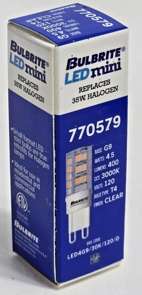 Bulbrite 60W Equivalent T6 Bi-Pin GY9 3000K 550lm LED Mini Light Bulb NEW - Image 4 of 4