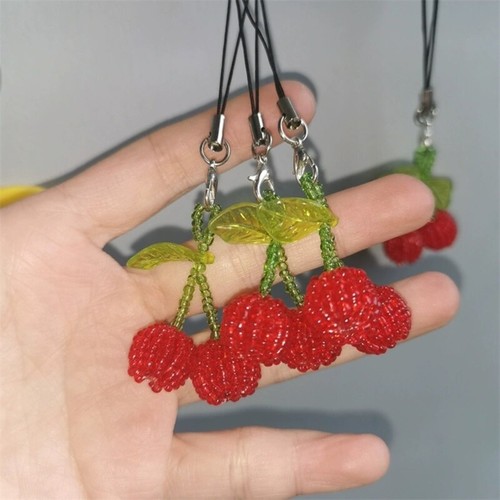Adorable Cherry Keychain Charm Accessory Phone Anti-Lost Lanyard for Youngsters - Photo 4/8