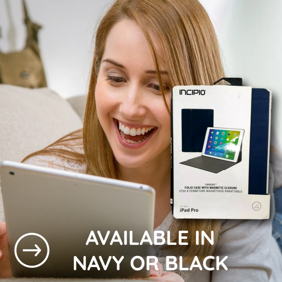 INCIPIO Faraday Durable VEGAN Protection Case for iPad Pro 12.9" BLACK & NAVY - Image 2 of 4