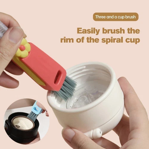 3X 3in1 Tiny Bottle Cup Lid Detail Brush Multi-Functional Crevice Cleaning Tool - Picture 3 of 15