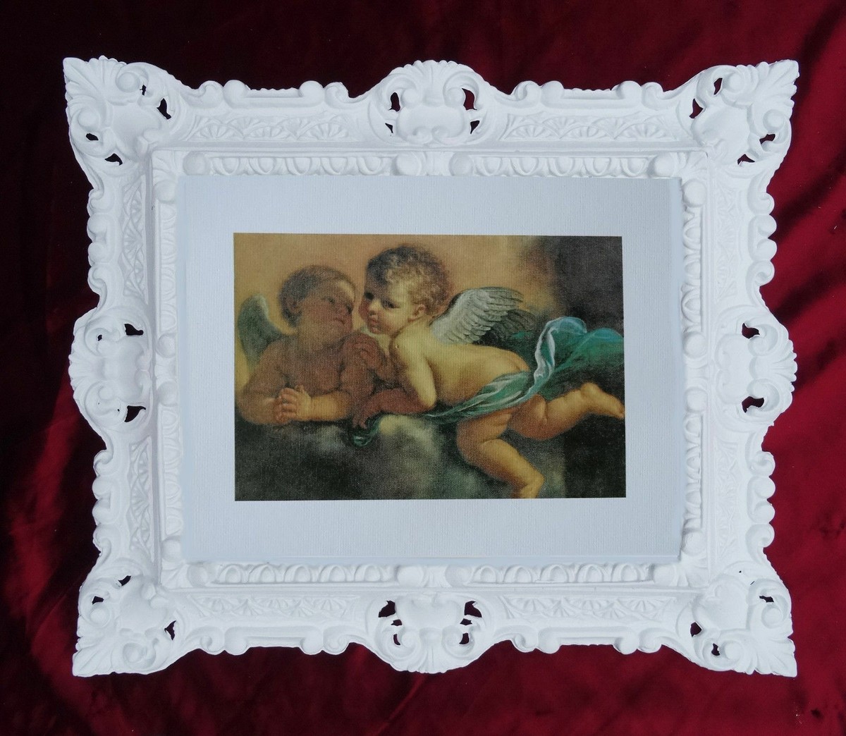 Peinture Religieuse Baroque Ange D'après Guercino – Reproduction Avec Cadre, Effet 3D, 38x45 Cm