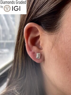 IGI Diamant Ohrringe E VS1 Smaragd 2 Karat Lab Grown Diamond 14k Gelbgold