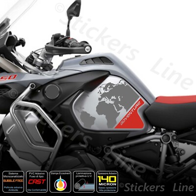 BMW R1200 1250 GS Adventure GLOBO dark gray red tank side stickers