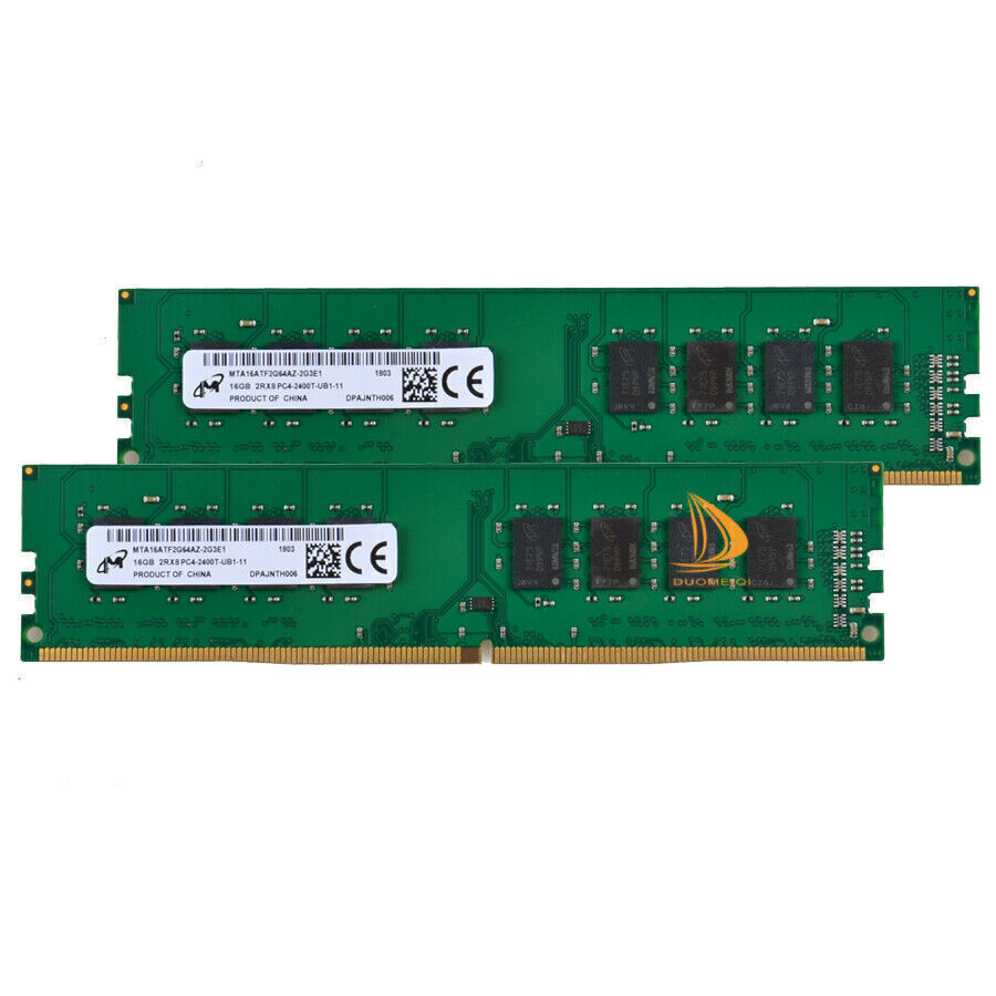 32GB Micron 2x 16GB 2RX8 PC4-2400T DDR4 19200MHz 1.2V UDIMM