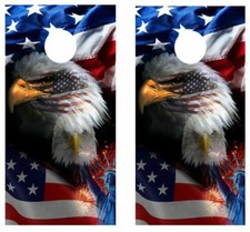 Patriotic Eagle Cornhole Board Wrap LAMINATED Wrap Decal Vinyl Sticker 4210