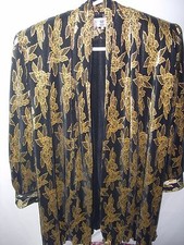 WOMENS BLACK GOLD OVER BLOUSE MOTHER OF THE BRIDE WEDDING JACKET TOP SIZE M L 48