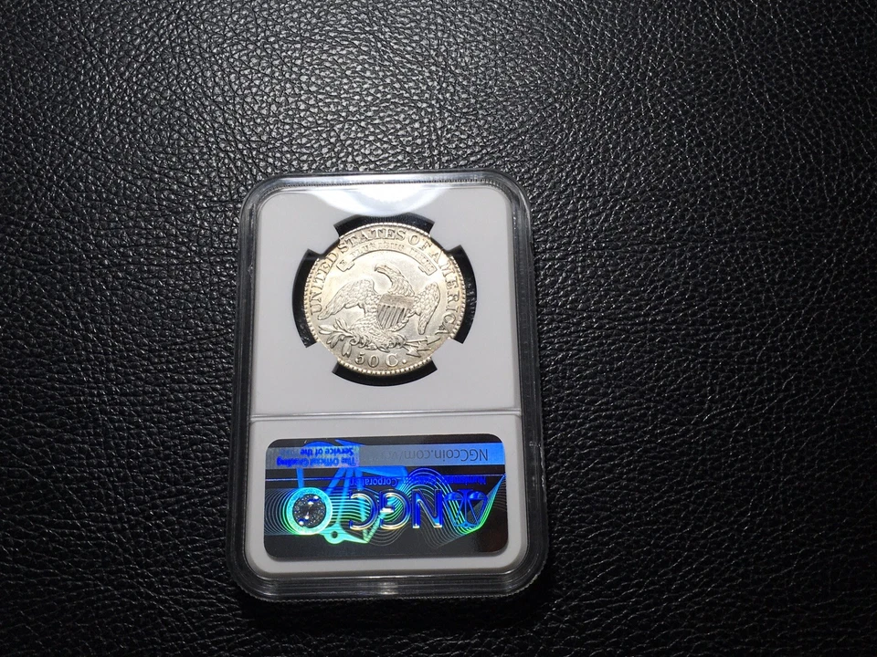 1827 Capped Bist Half Sq 2 O-111 Rarity 4 White Bright Light Gold Rim Toning - Image 4 of 4