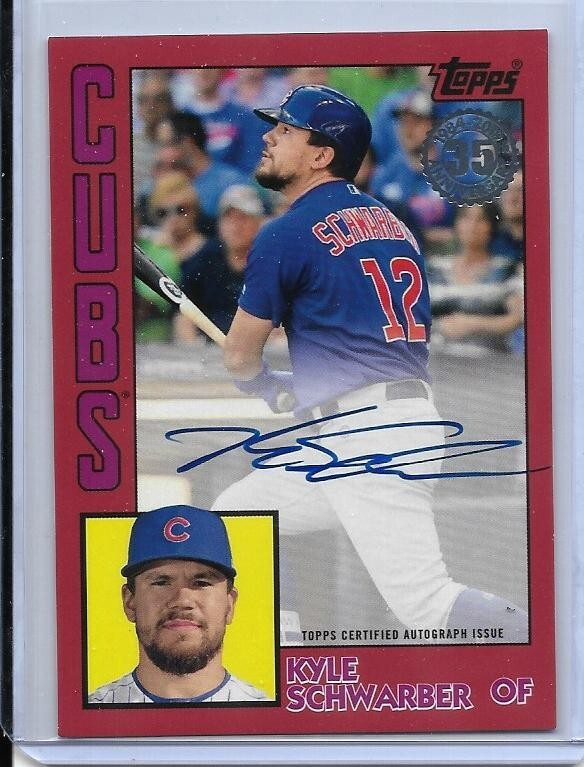 2019 TOPPS SERIES 1 RED KYLE SCHWARBER AUTO SIGNED #84A-KSC #D/25