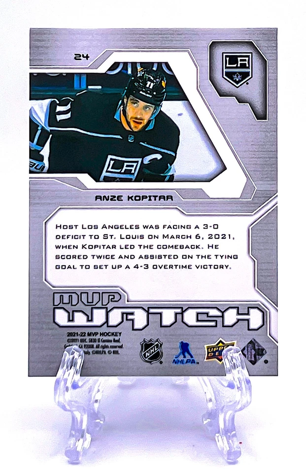 ANZE KOPITAR 2021 Upper Deck MVP #24 20TH ANNIVERSARY GOLD SCRIPT PARALLEL - Image 2 of 2