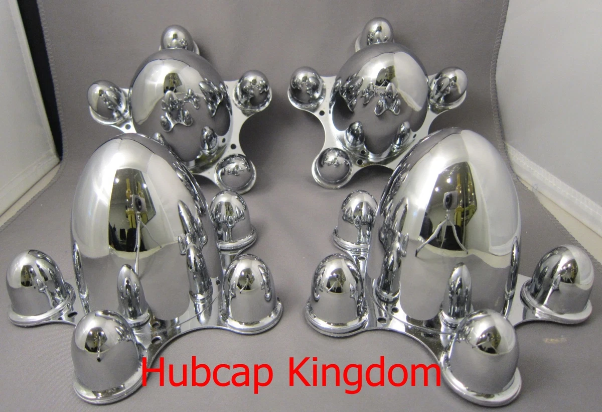 Set Of 4 Chrome Metal Dome Bullet Center Caps – 5 Lug, 2-1/4" Spacing – Fits American Racing/Eagle Alloys